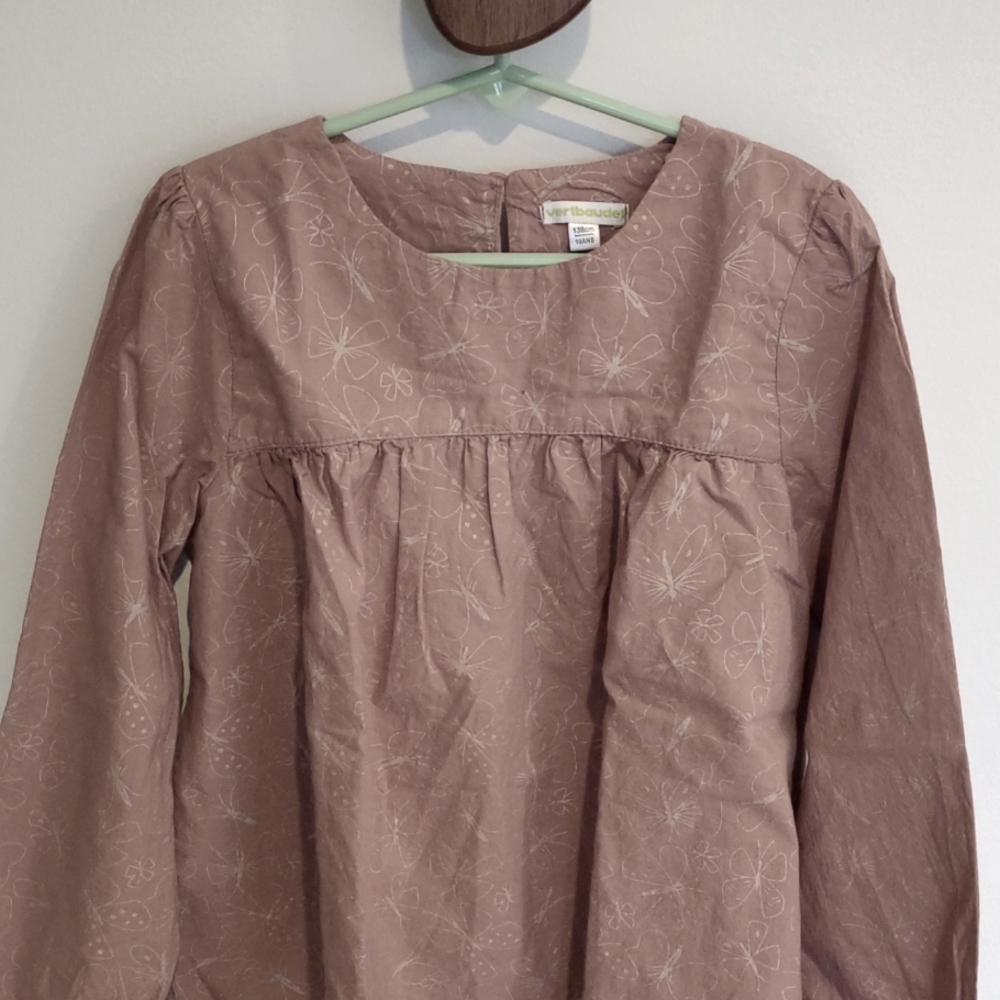 Vertbaudet girl's cotton slight-ballooned sleeve shirt